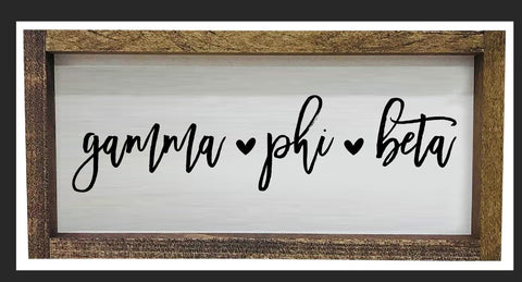 Gamma Phi Beta Script Wooden Sign