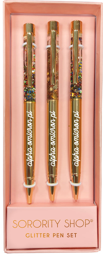 Alpha Omicron Pi Glitter Pens (Set of 3)
