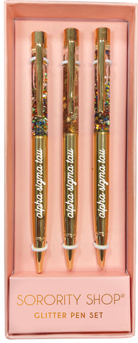 Alpha Sigma Tau Glitter Pens (Set of 3)