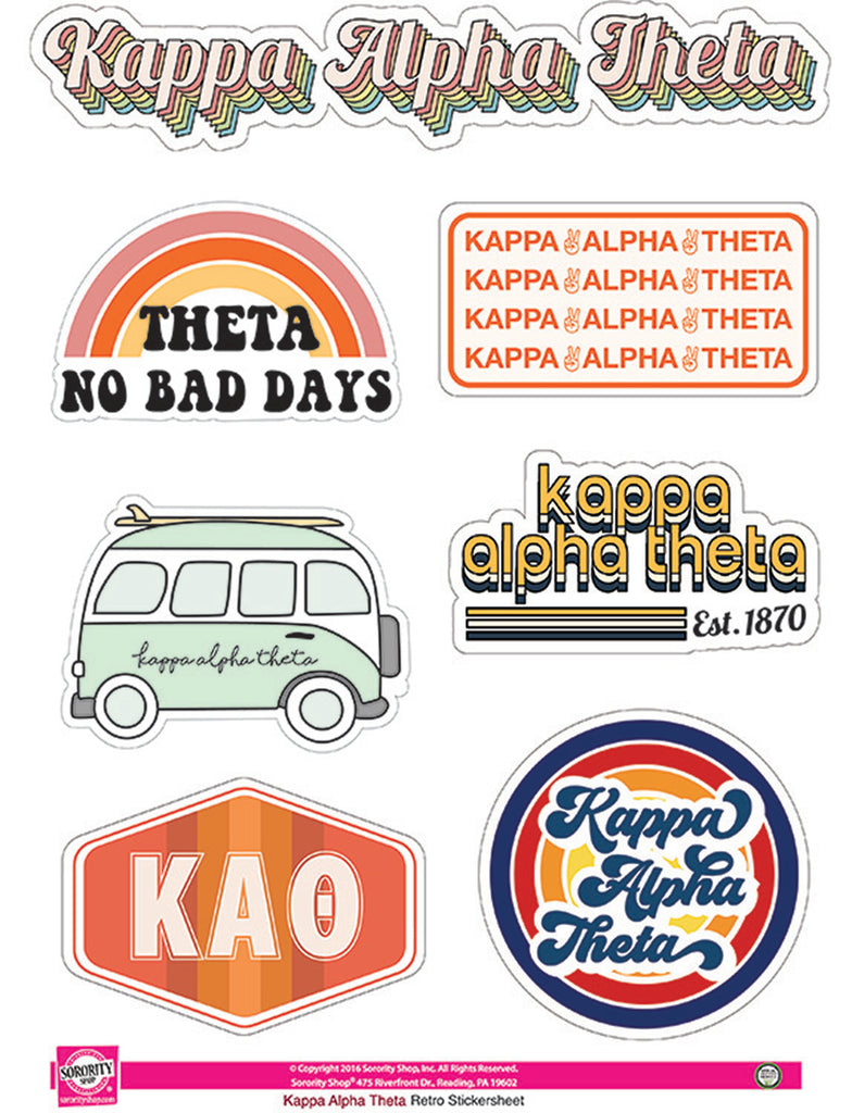 Kappa Alpha Theta Retro Sticker Sheet
