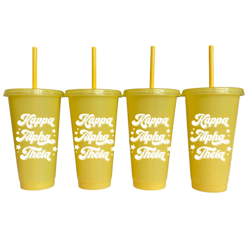 Kappa Alpha Theta Glitter Color Changing Cup 4-Pack