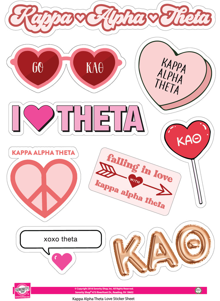 Kappa Alpha Theta- Sticker Sheet- Love Theme