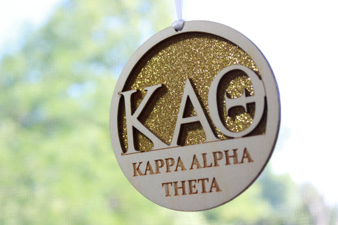 Kappa Alpha Theta - Laser Carved Greek Letter Ornament - 3" Round