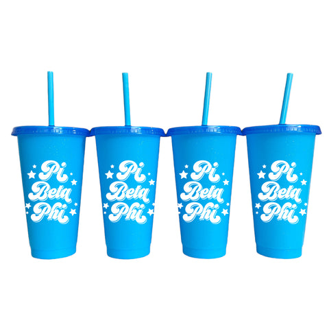 Pi Beta Phi Glitter Color Changing Cup 4-Pack