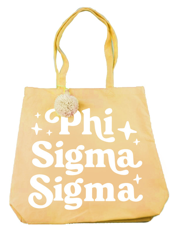 Phi Sigma Sigma Retro Pom Pom Tote Bag