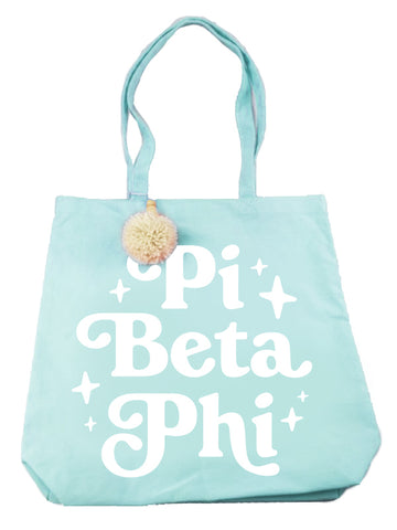 Pi Beta Phi Retro Pom Pom Tote Bag