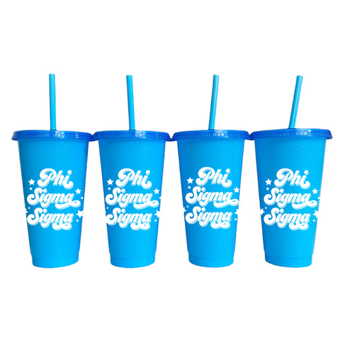 Phi Sigma Sigma Glitter Color Changing Cup 4-Pack