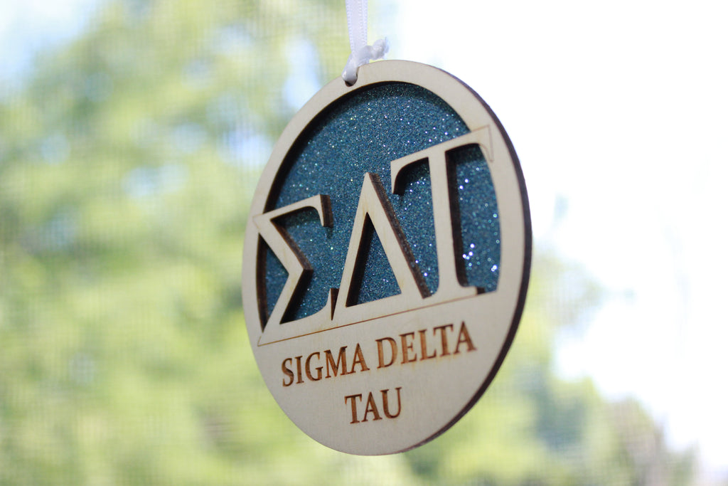 Sigma Delta Tau - Laser Carved Greek Letter Ornament - 3" Round
