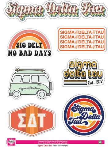 Sigma Delta Tau Retro Sticker Sheet