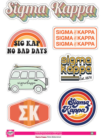 Sigma Kappa Retro Sticker Sheet