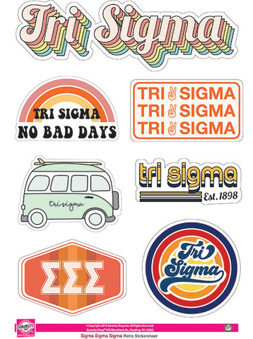 Sigma Sigma Sigma Retro Sticker Sheet