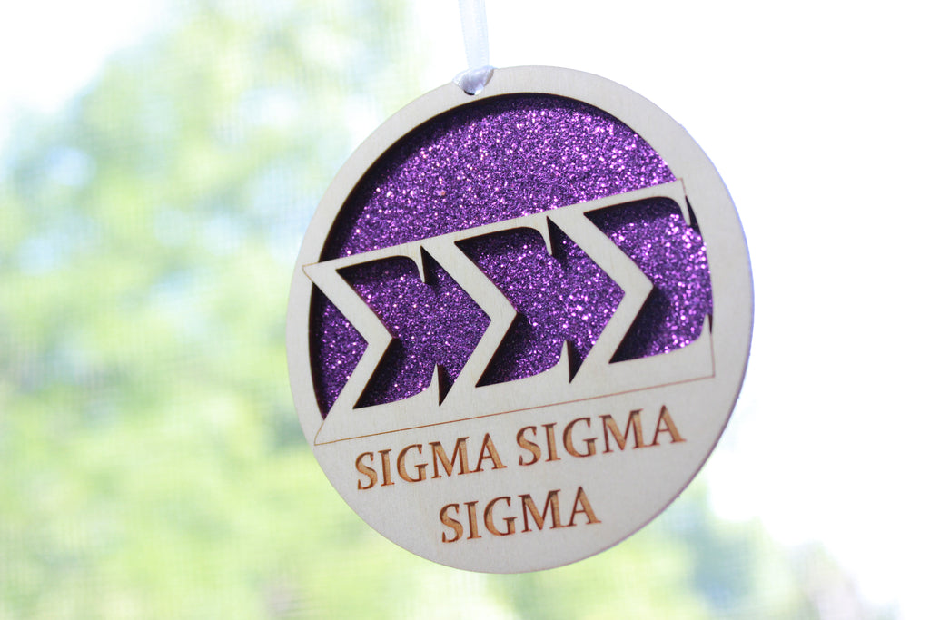 Sigma Sigma Sigma - Laser Carved Greek Letter Ornament - 3" Round