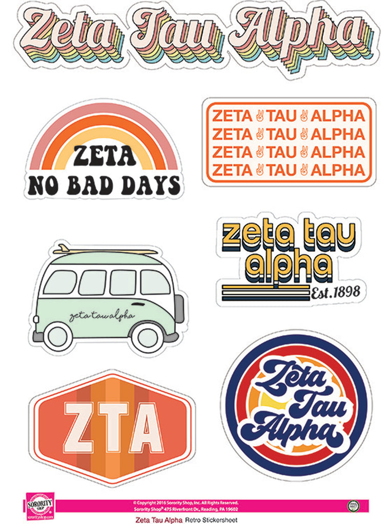 Zeta Tau Alpha Retro Sticker Sheet